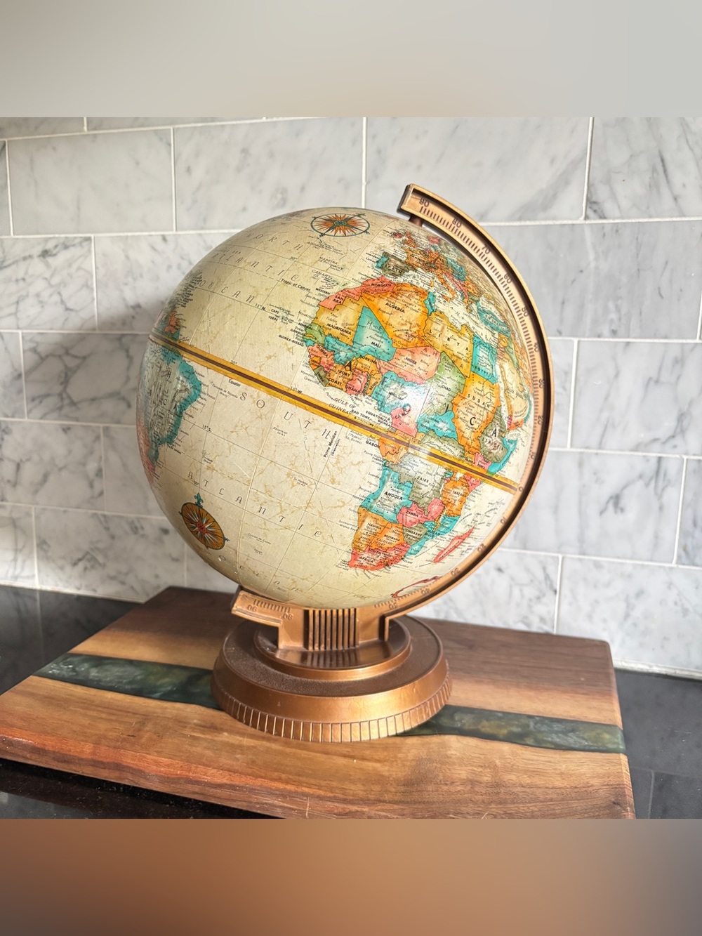 Vintage Replogle 9” World Classic Series Globe, Plastic Base, USSR (pre 1991)